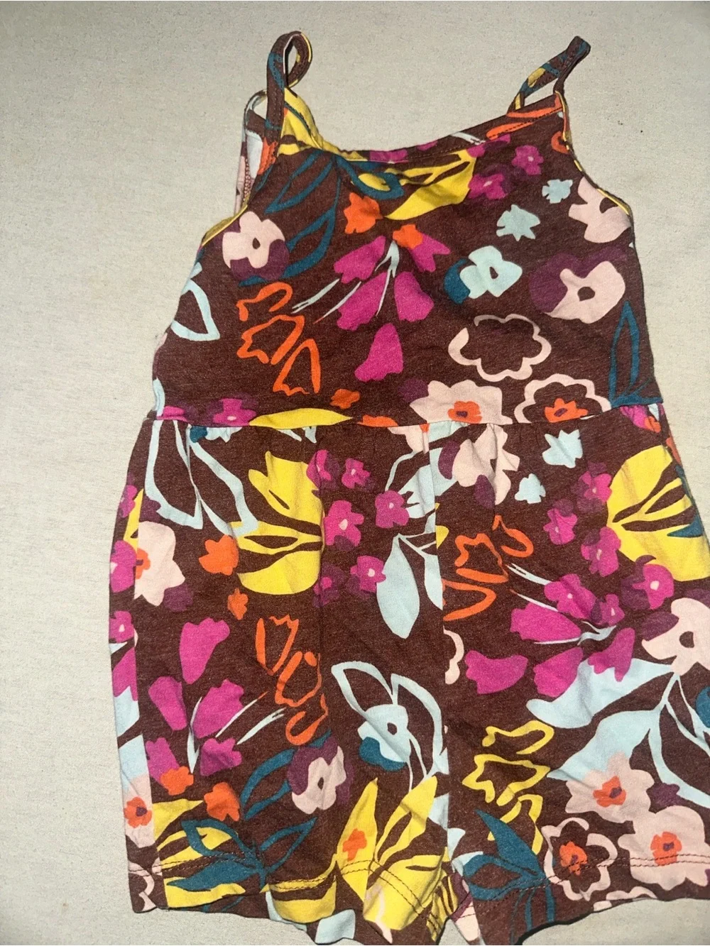 Girls' Size 2T Floral Sleeveless Romper - Multicolor Print